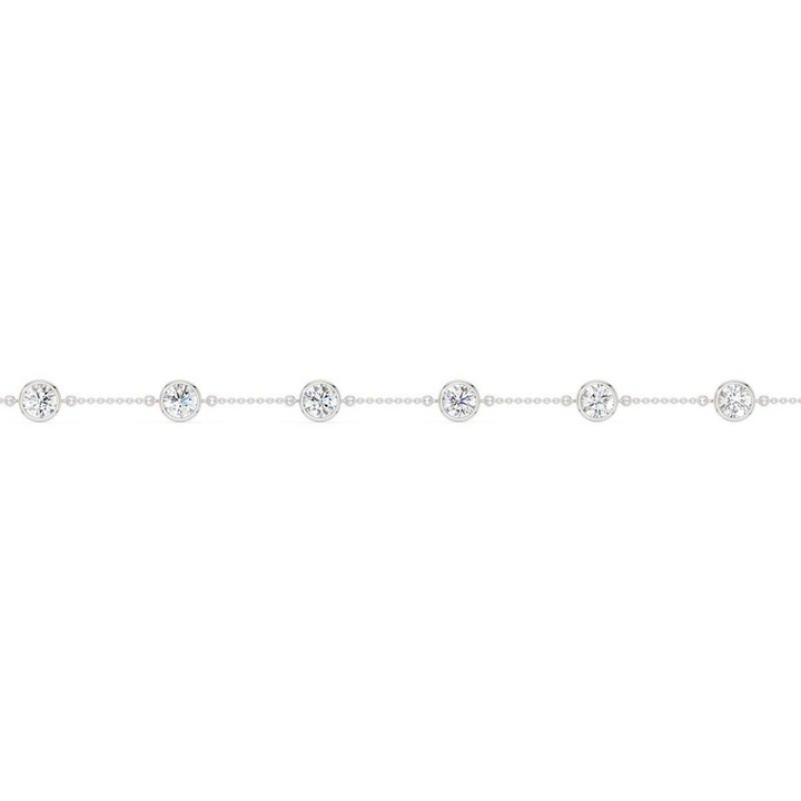 14k White Gold Station Bezel 2.00ctw Lab Diamond Chain Bracelet