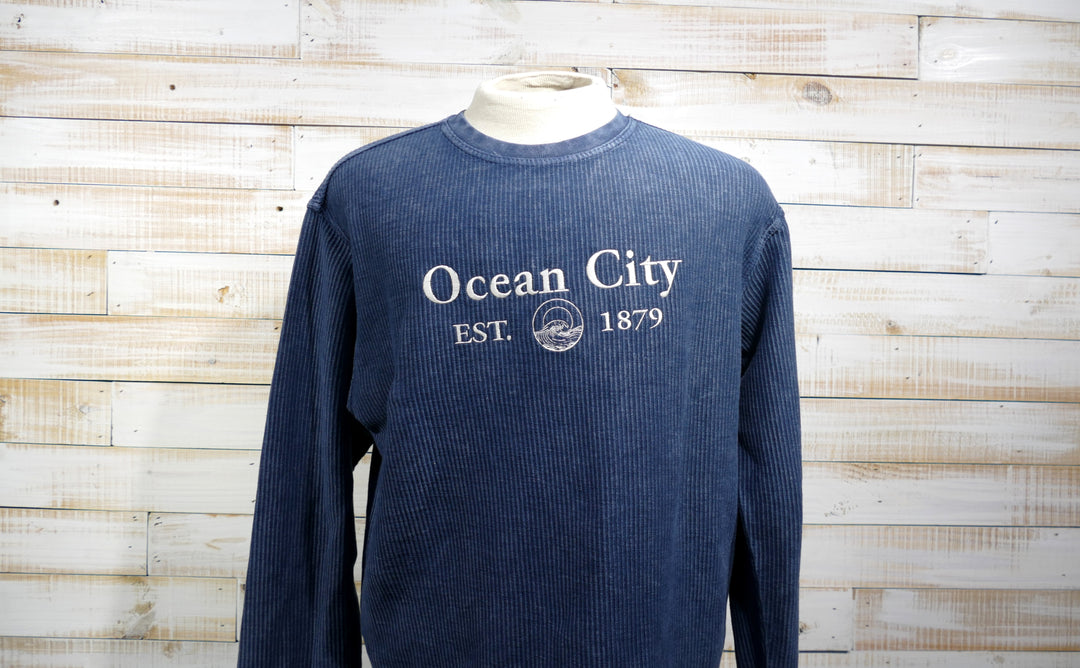 Long Sleeve Crew Neck OC Comfy Cord Sweatshirt - Navy (Large)