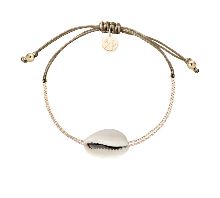 Adriana Pappas - - 14K Gold Filled - Cappuccino Color Cord - Chain Shell Bracelet