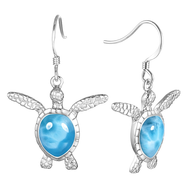 SS Larimar Turtle Earrings
