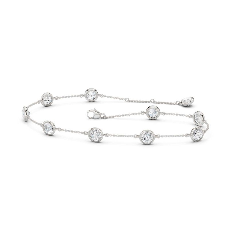 14k White Gold Station Bezel 2.00ctw Lab Diamond Chain Bracelet