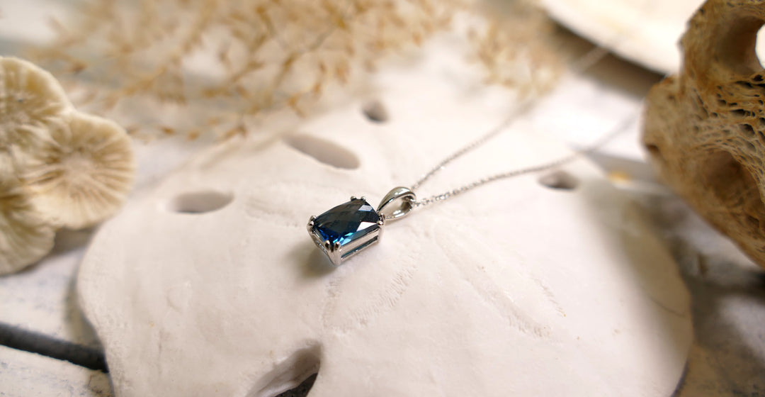 14k White Gold 1.15ct London Blue Topaz Cushion Pendant