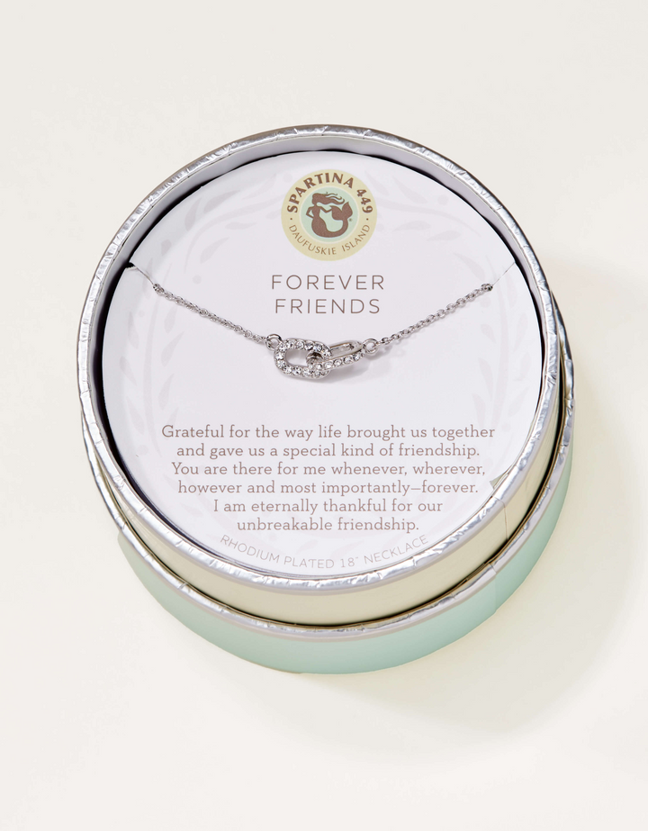Spartina - Sterling Silver - Silver Forever Friends Crystal Necklace 16-18"
