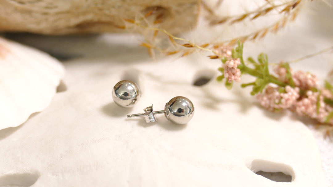 14k White Gold 6mm Ball Stud Earrings