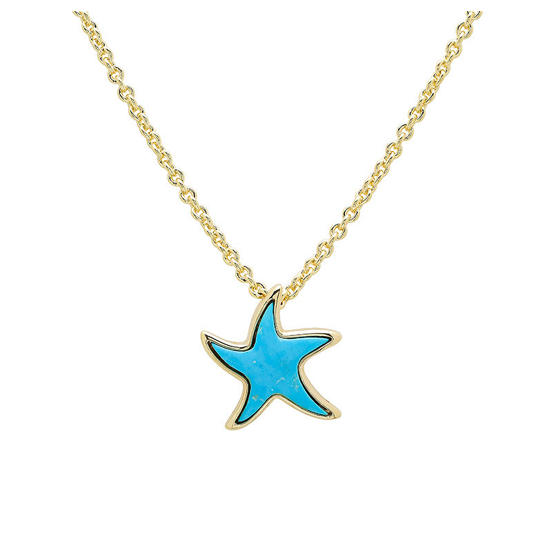 Ocean - Sterling Silver - Gold Vermeil Turquoise Starfish Necklace