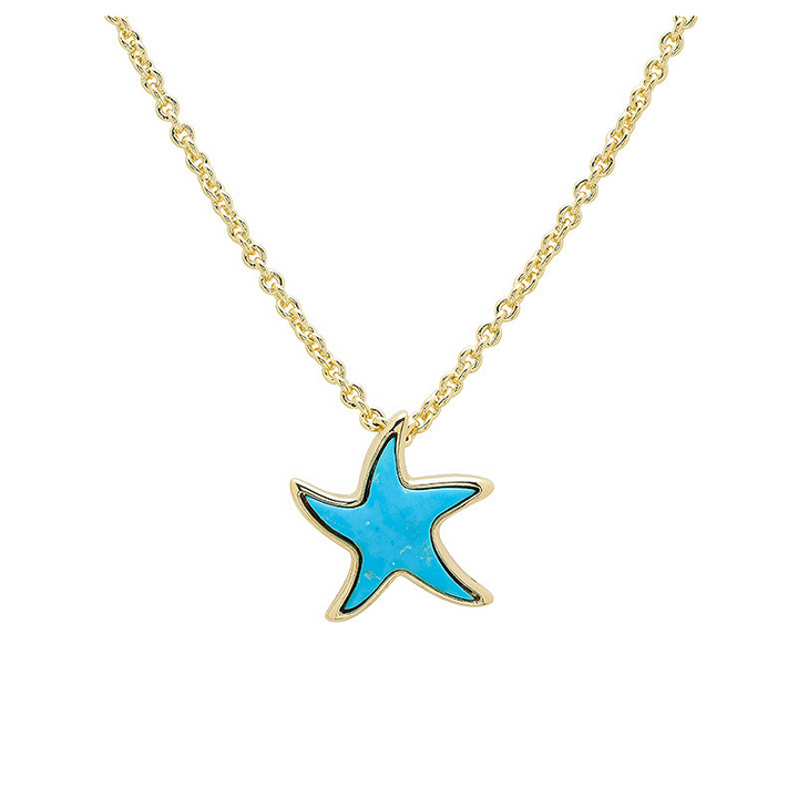 Ocean - Sterling Silver - Gold Vermeil Turquoise Starfish Necklace