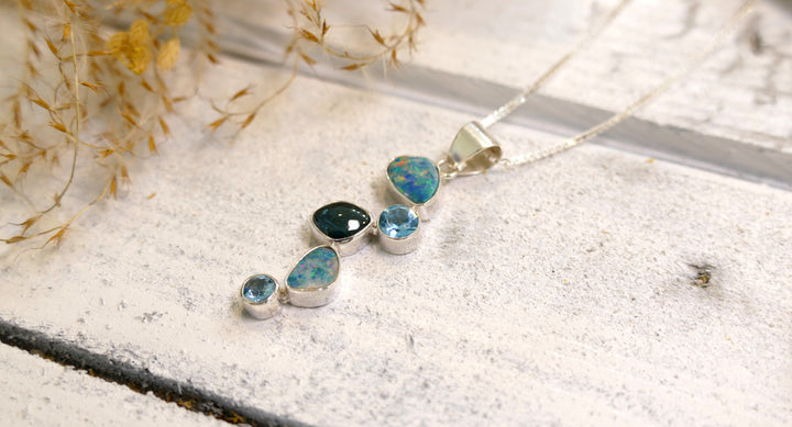Blue Topaz and Opal Pendant