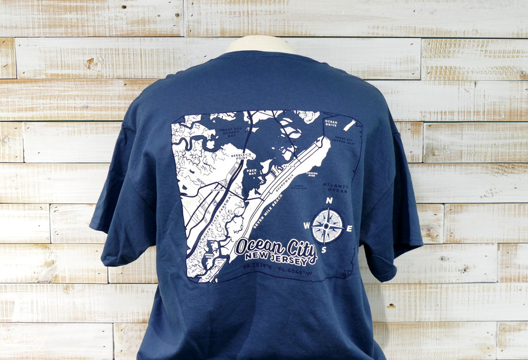 Ocean City Classics - Short Sleeve OCNJ MAP T-Shirt - Navy
