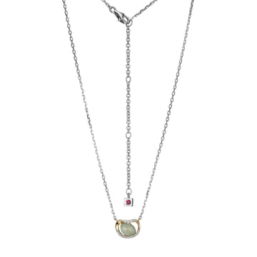 Elle - Sterling Silver - 18K Gold Plated "Treasure" Doublet White Crystal & Amazonite (Cable Chain 16"+2") Pendant