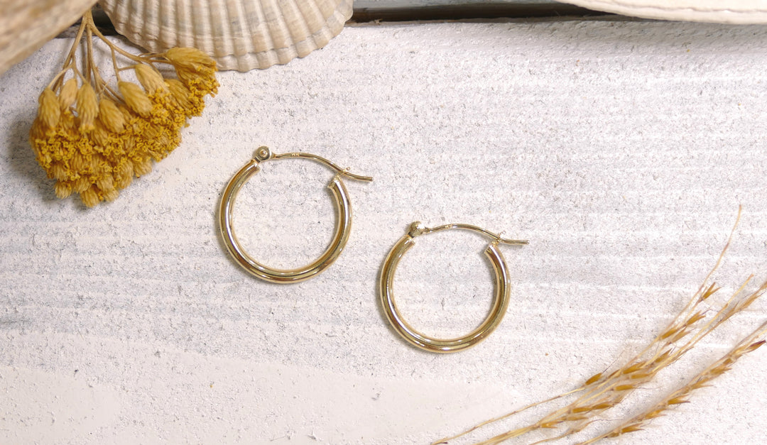 14k Yellow Gold Polished Hoop Earrings