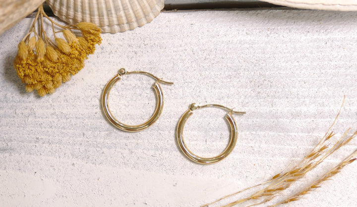 14k Yellow Gold Polished Hoop Earrings