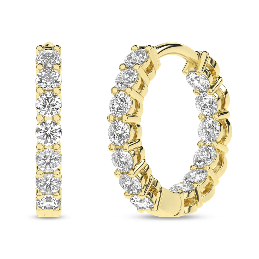 14k Yellow Gold 1ctw Lab Grown Diamond Round Huggie In & Out Earrings