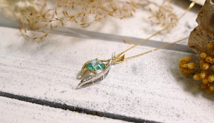 14k Two Tone 2.7ct Caribbean Topaz Cushion Pendant