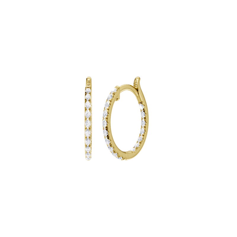 14k Yellow Gold 0.50ctw Lab Grown Diamond Huggie Inside Out Pave Earrings