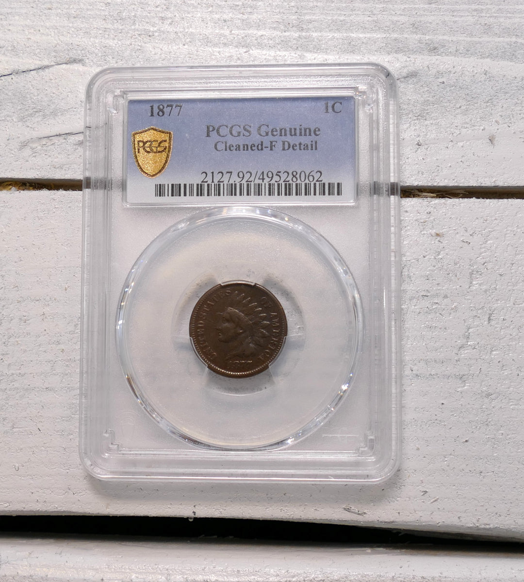 US 1877 INDIAN HEAD PENNY PHILLY MINT FINE DETAILS CLEANED