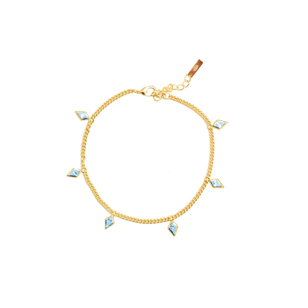 Adriana Pappas - 14k gold-filled - - Blue - Kite Cubic Zirconia Chain Bracelet