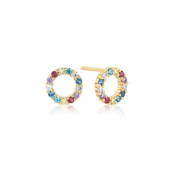 Sif Jakobs - Sterling Silver - 18K Gold Plated "Biella Uno Piccolo" Cubic Zirconia Stud Earrings