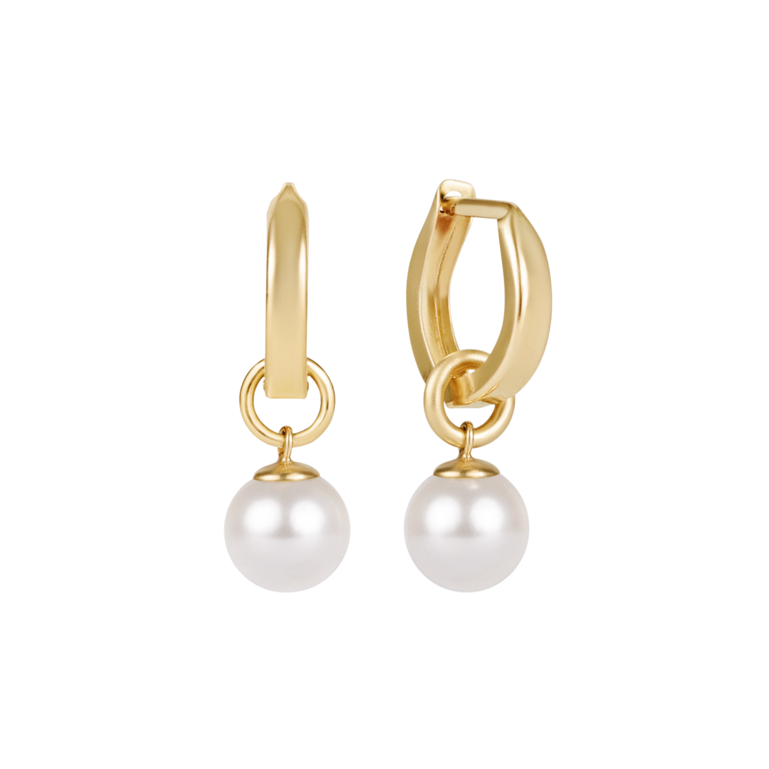 enewton - 14k gold-filled - Classic Pearl Dangle 8mm 0.5" Pearl Huggie Earrings