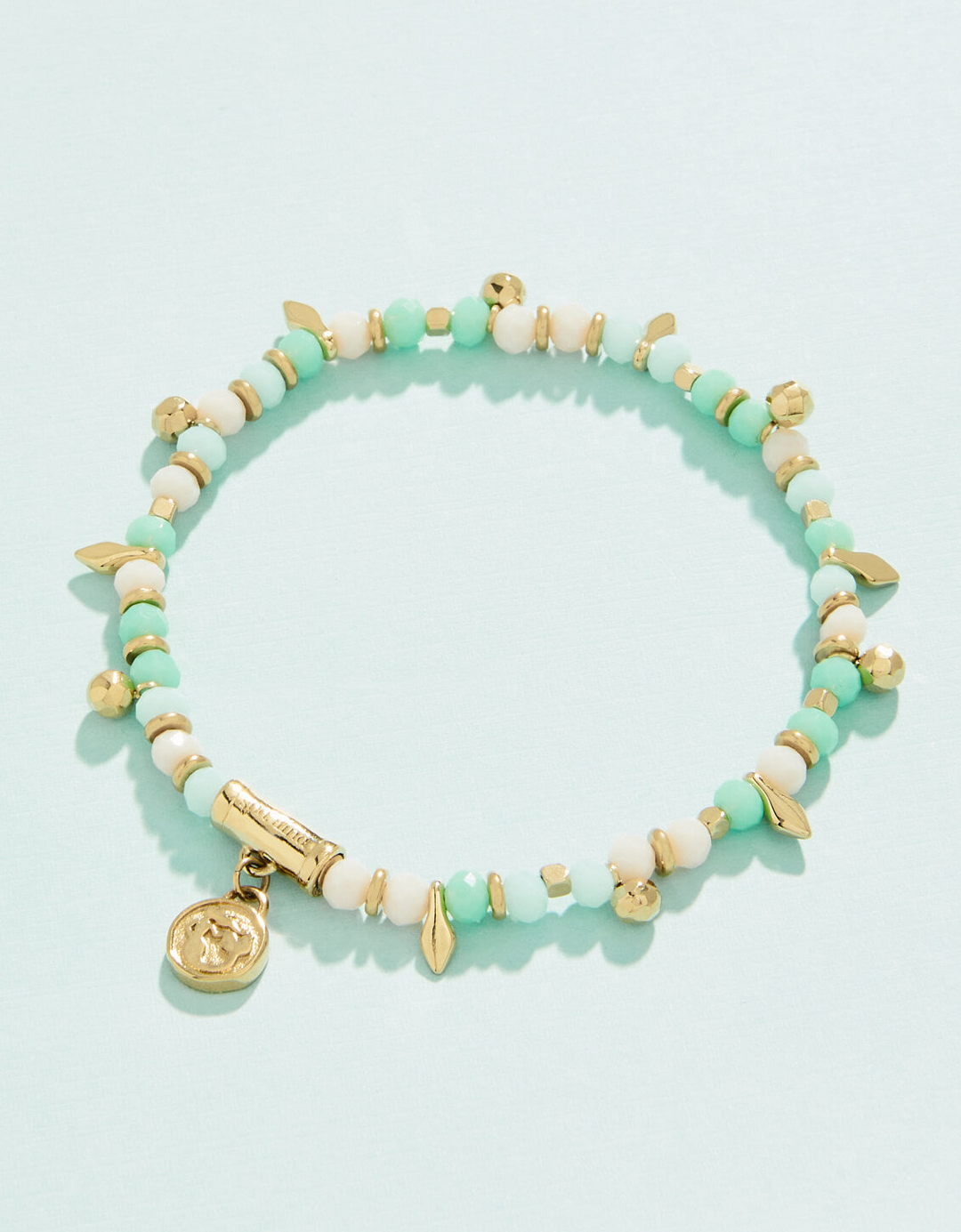 Spartina - - Gold Plated Tybee Island - Sea Foam 4mm Stretch Bracelet