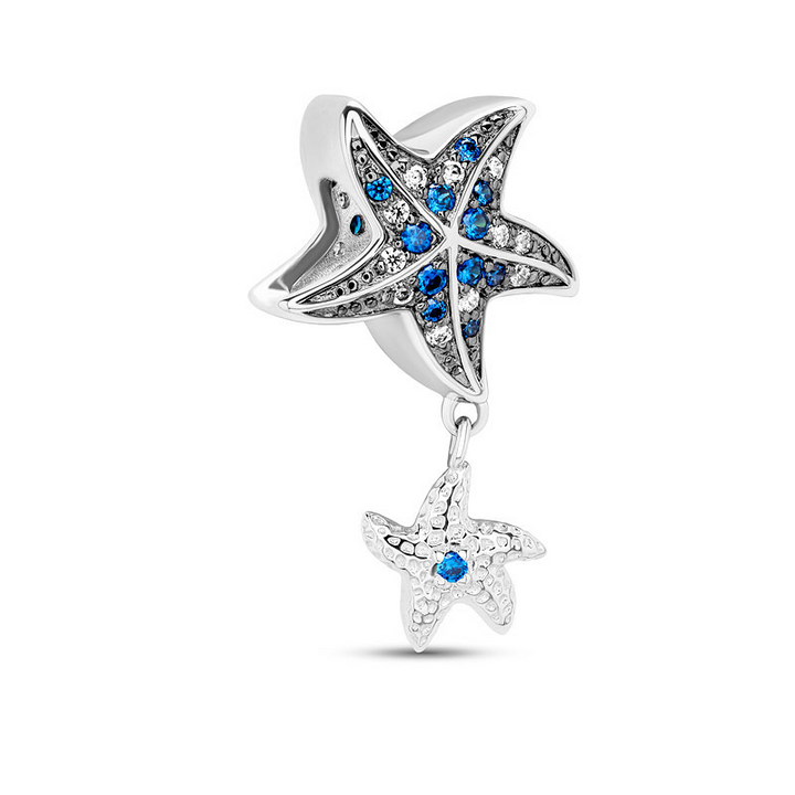 Ocean - Sterling Silver - Sapphire Cubic Zirconia Starfish Dangle Charm