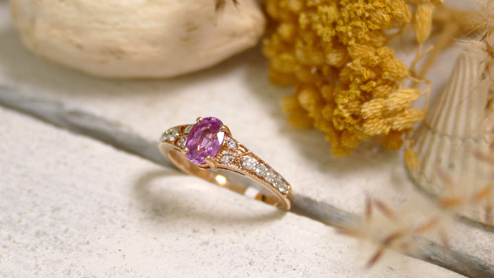 18k Rose Gold Pink Sapphire Ring (Size 7)