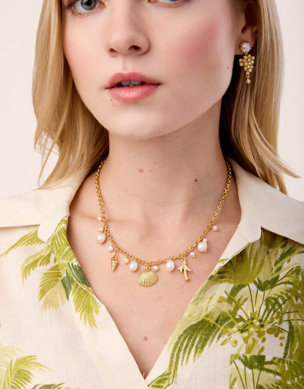 Spartina - - Gold Plated Seashore Petite Freshwater Pearl Necklace 17"