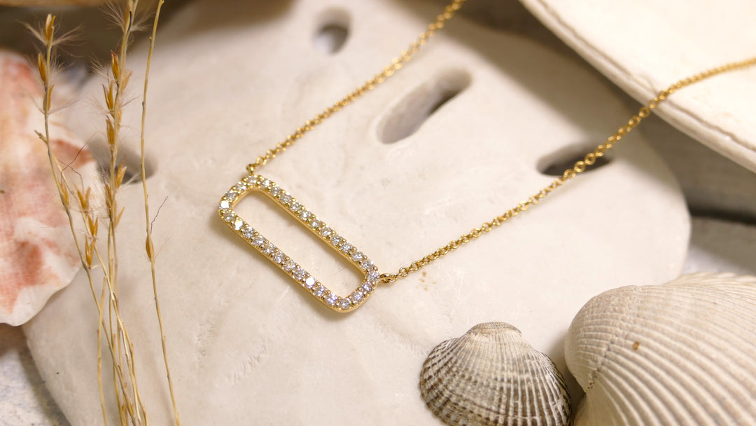 14k Yellow Gold Diamond 0.31ct Open Bar Necklace