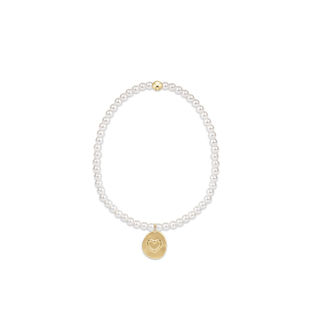 enewton - Classic 3mm - Inspire Love, Goldd Charm Pearl & Gold-Filled Bracelet (Extends 7.25")