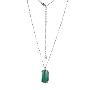 Elle - Sterling Silver - "Allure" Malachite Necklace (17"+3" Cable Chain)