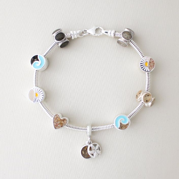 Dune - Sterling Silver - Silver "Sunrise" Sandbead Ocean City Beach Sand Charm