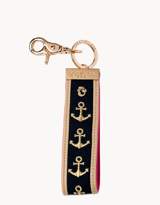 Spartina - - Gold Embroidered Navy Keychain Anchor Accessory