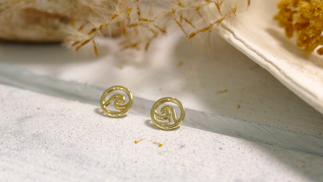 14k Yellow Gold Wave Earrings