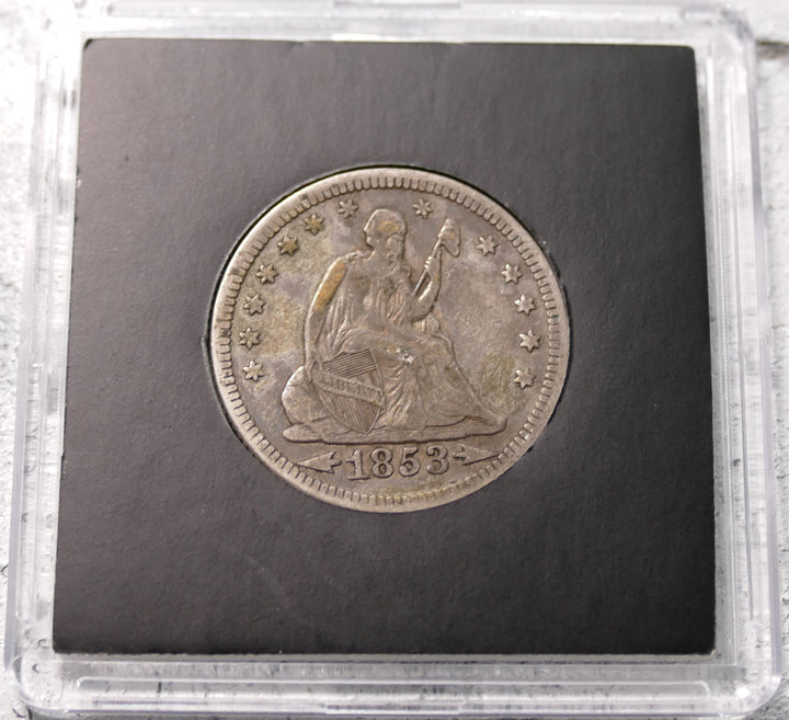 United States 1853 Seated Liberty Quarter "arrows & Rays" XF40