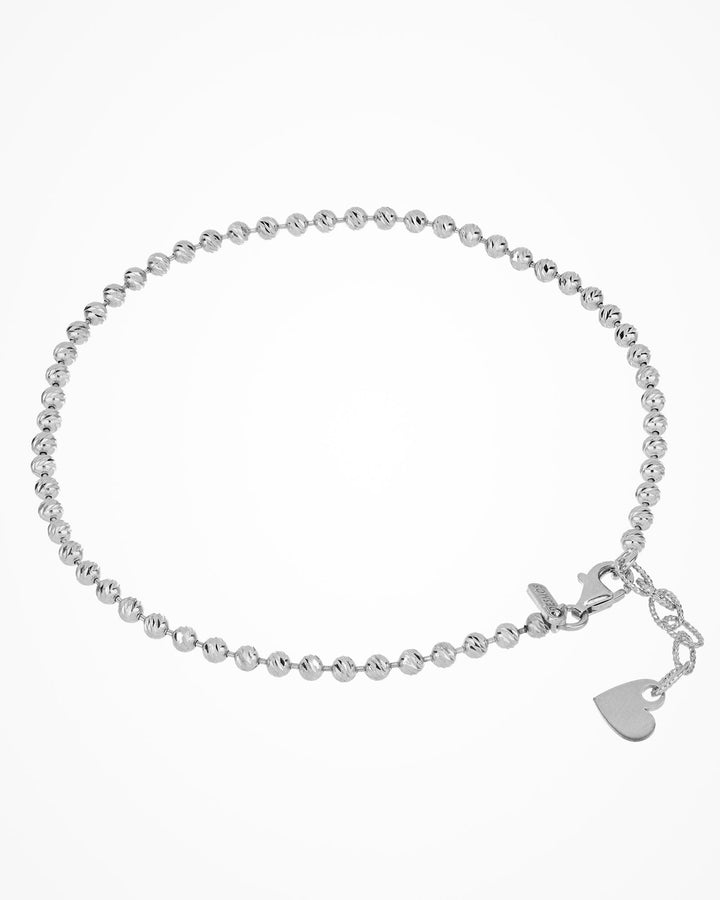 Desmos - Sterling Silver - Moon Cut - Slash Design Bead Anklet 9"