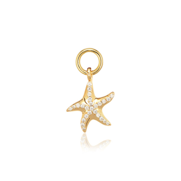 Sif Jakobs - Sterling Silver - Gold Plated "Stella Marina" Cubic Zirconia Starfish Dangle Charm
