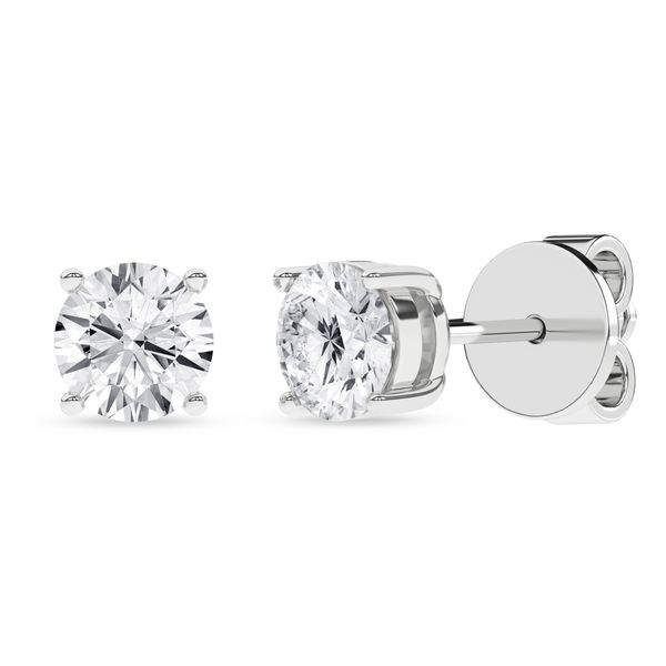 14k White Gold 3/4 ct Lab Grown Diamond Round Stud Solitaire Earrings