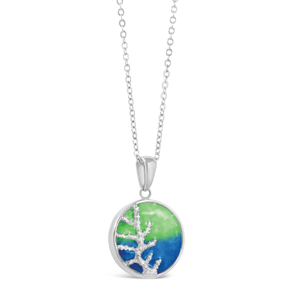 & earth - Stainless Steel - Coral Treasures Sea Glass Round 16-20" (adjustable) Necklace