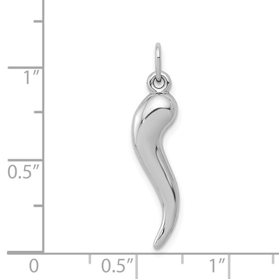 14k - White Gold 3D Italian Horn Pendant