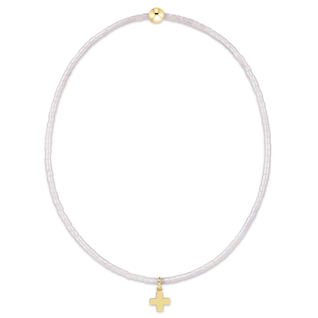 enewton - Hope Signature Cross 2mm - Silky White Gold-Filled Bracelet (Standard 6.25")