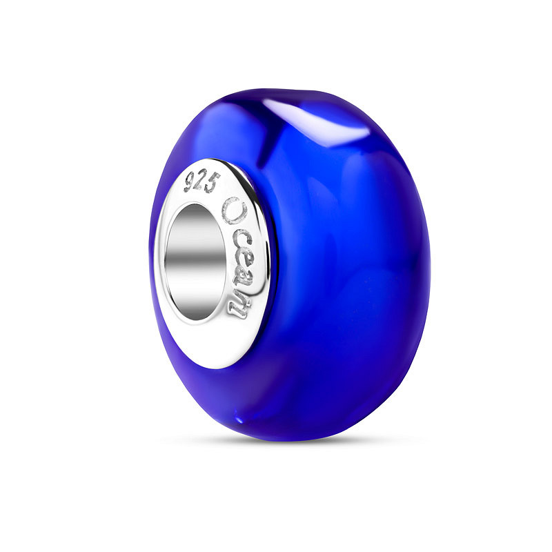 Ocean - Sterling Silver - Silver Sapphire Blue Bead Charm