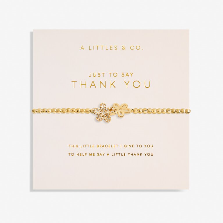 A Little & Co - Brass - Gold - Just To Say Thank You - Crystal Flower Stretch Beaded Bracelet 6 7/8"