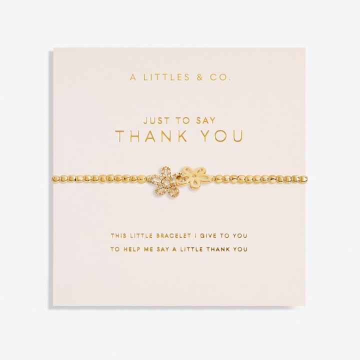 A Little & Co - Brass - Gold - Just To Say Thank You - Crystal Flower Stretch Beaded Bracelet 6 7/8"