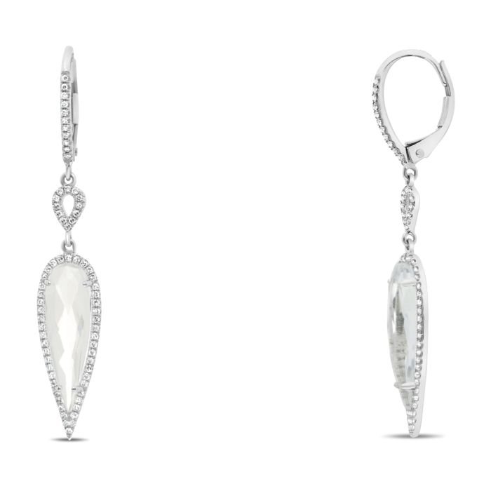 14k White Gold Teardrop 4.36ct Spinel Dangle Earrings