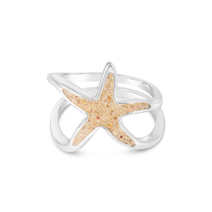 Dune - Sterling Silver - Silver Double Band Starfish Ring (Size 7)