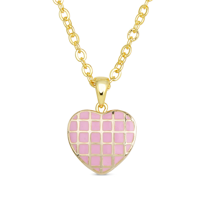 PINK LATTICE HEART NECKLACE 18
