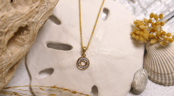 14k Yellow Gold Mini Circle 0.03ct Diamond Necklace