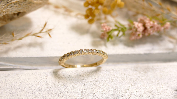 14K Yellow Gold 0.17ct Natural Diamond Ring (Size 6.5)