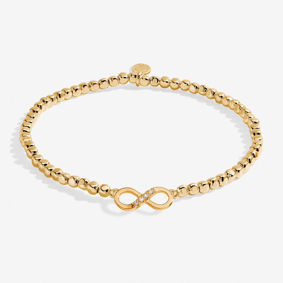 A Little & Co - Brass - Gold - Forever Friendship - Crystal Infinity Stretch Beaded Bracelet 6 7/8"
