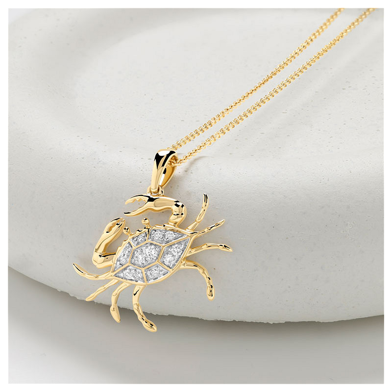 14kt Gold Lab Diamond Crab Nec