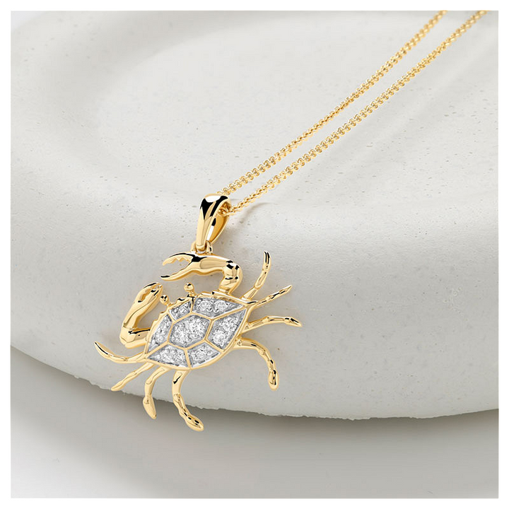 14kt Gold Lab Diamond Crab Nec